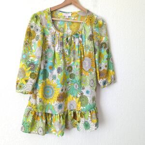 Liberty of London Target Women's Sunflower Peasant Blouse Yellow Green Spring XS
